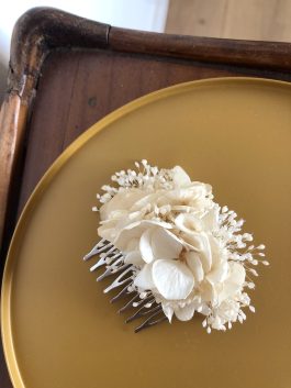 Peigne de cheveux  hortensia ivoire